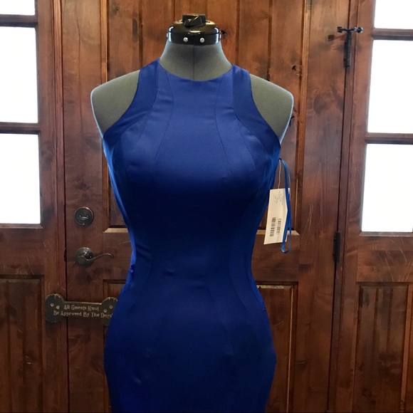GORGEOUS! JVN JOVANI BLUE Gown w/ Cutouts! NEW - Picture 2 of 8